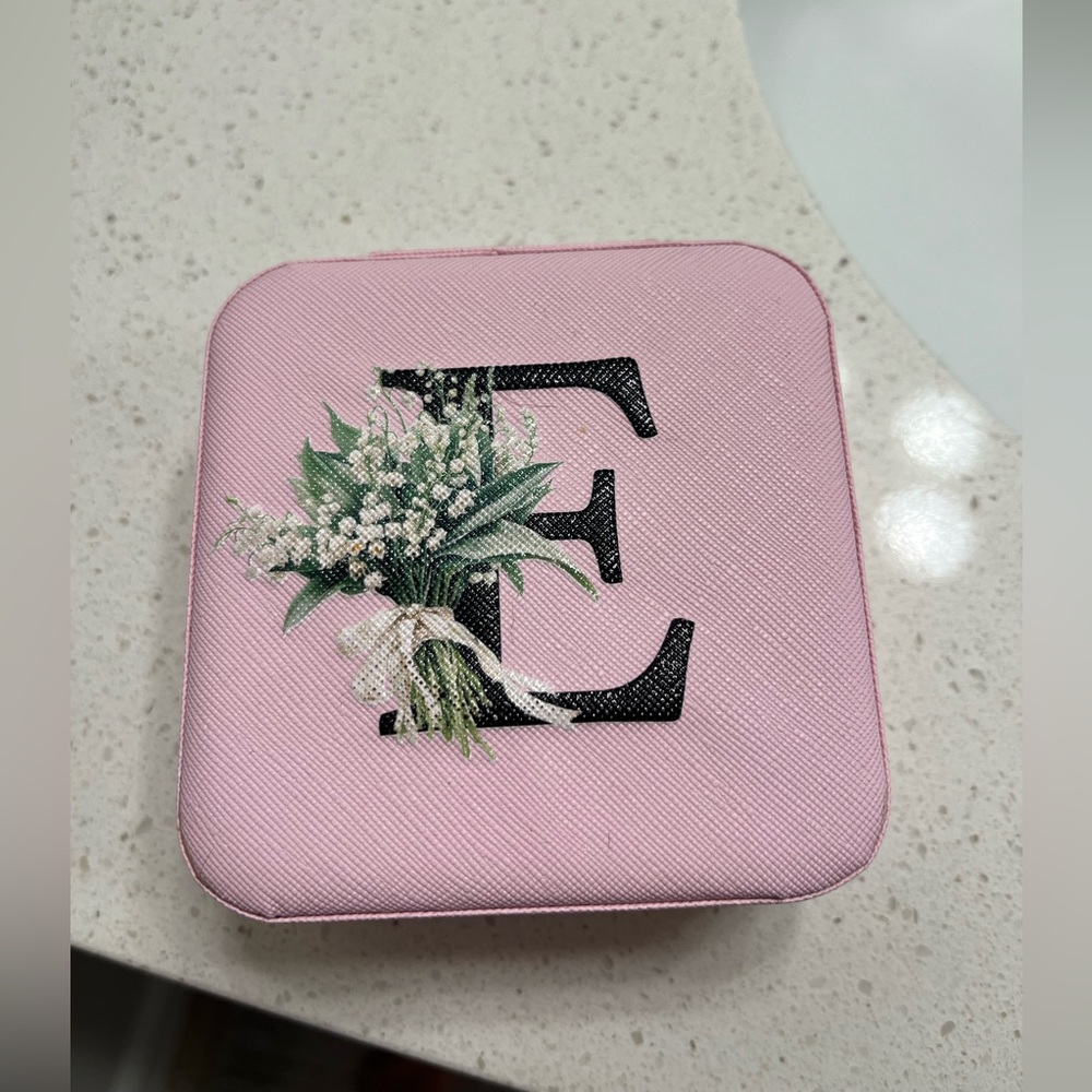 Pink Jewelry Box with Floral E Design